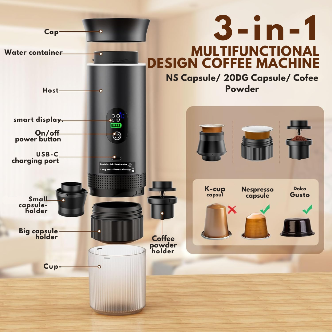 Cafetera Portátil Inteligente 3 en 1®