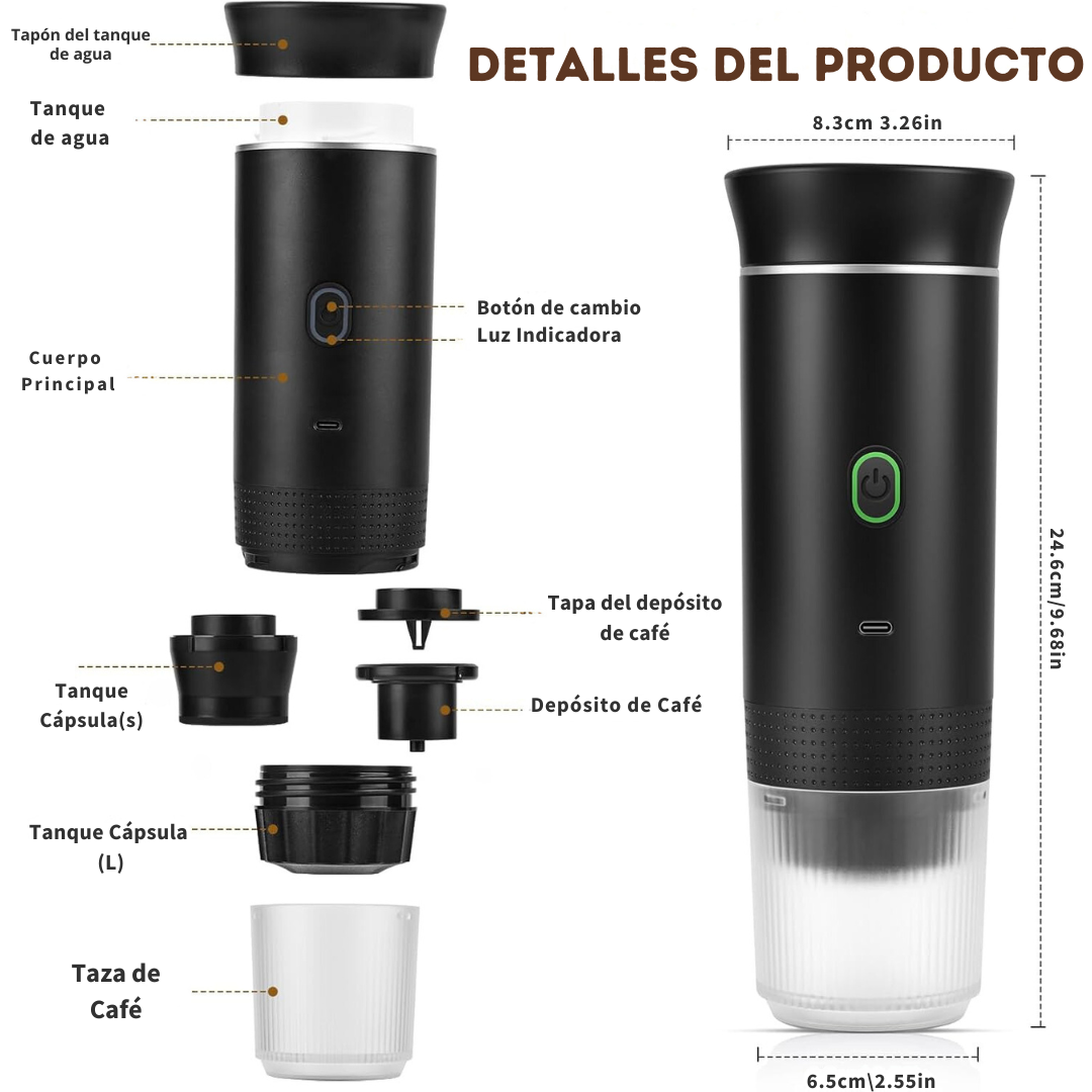 Cafetera Portátil Eléctrica con Sistema 3 en 1